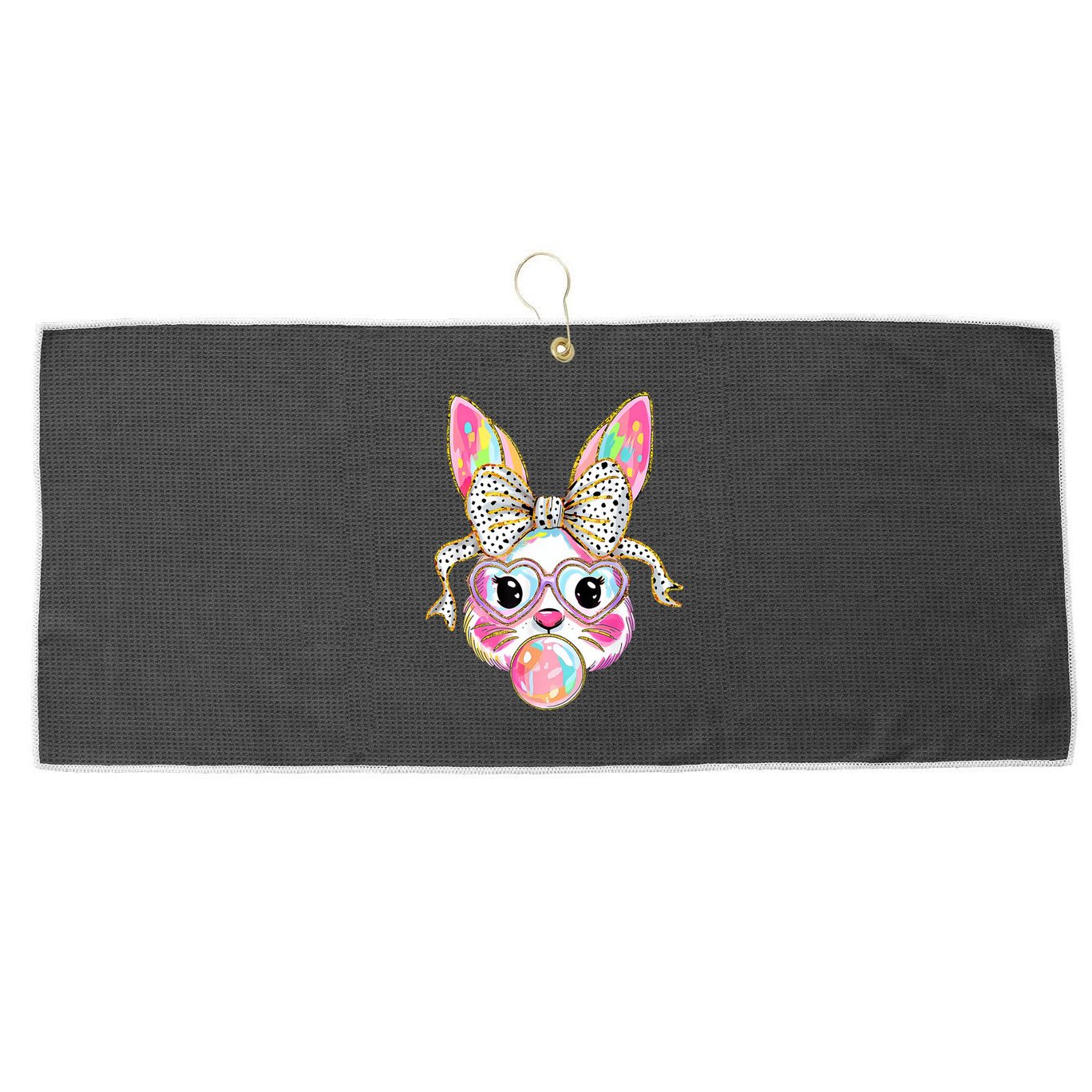 Happy Easter Bunny Coquette Bow Easter Large Microfiber Waffle Golf Towel