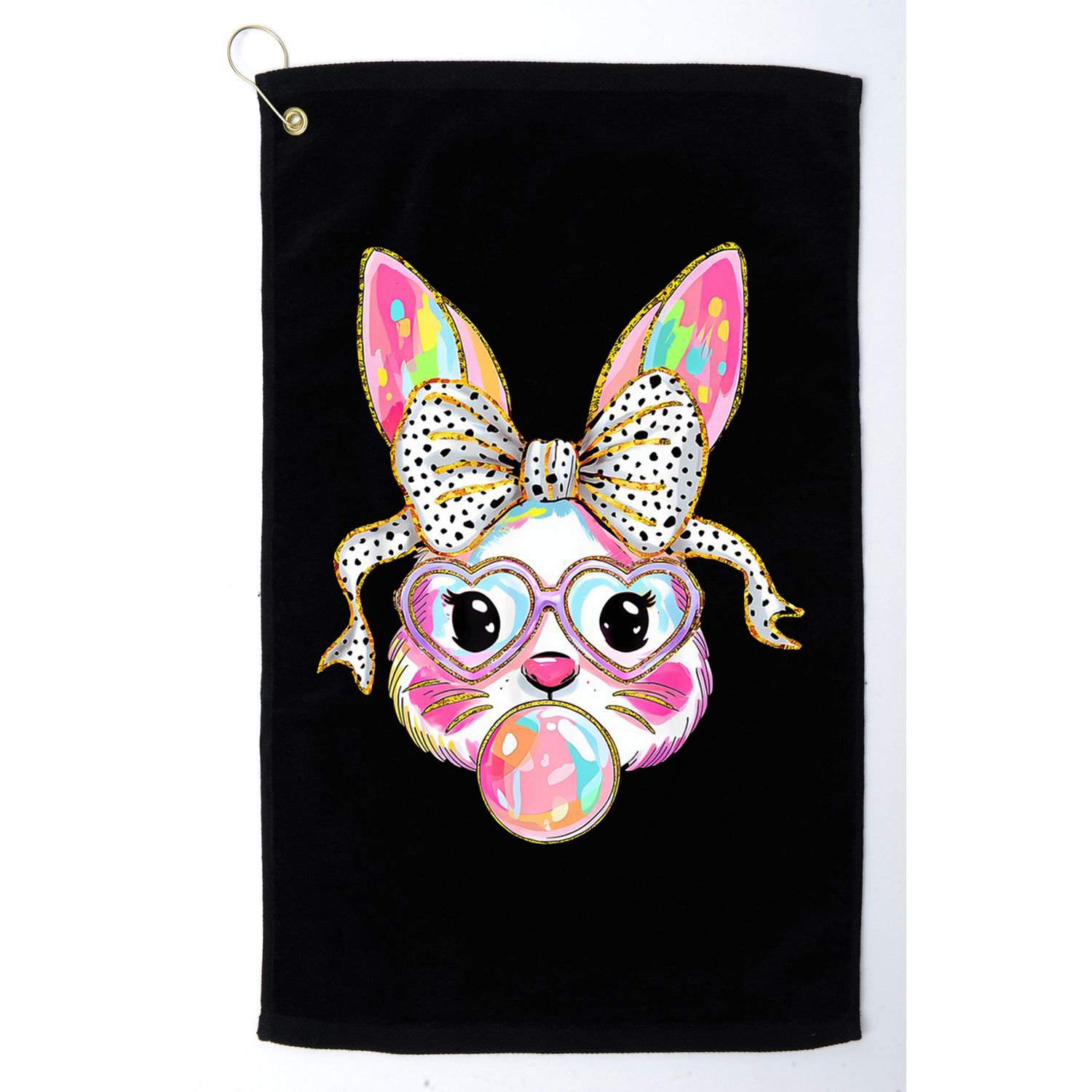 Happy Easter Bunny Coquette Bow Easter Golf Towel