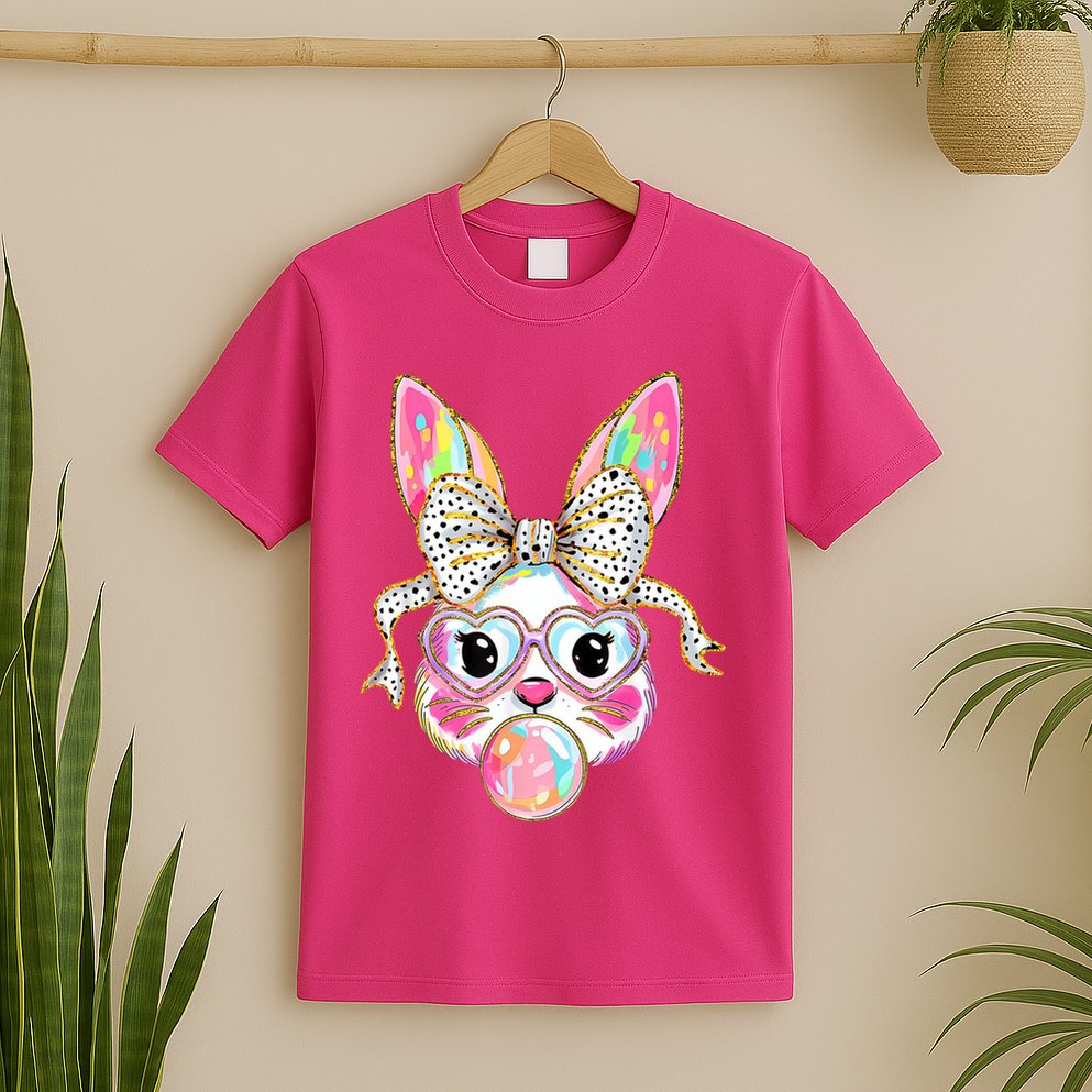 Happy Easter Bunny Coquette Bow Easter T-Shirt