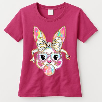Happy Easter Bunny Coquette Bow Easter Womens T-Shirt