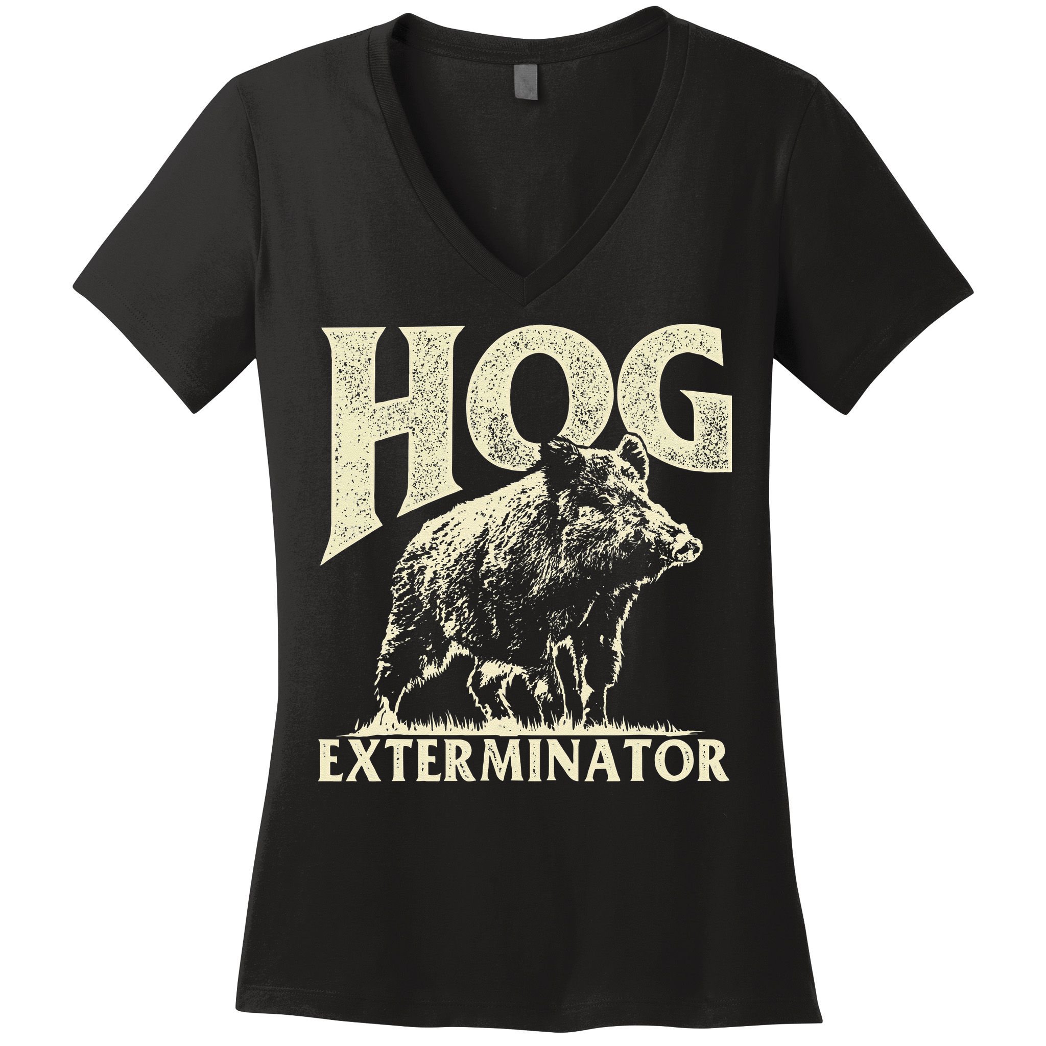 Hog Exterminator Boar Hunting Wild Hog Hunter Women's V-Neck T-Shirt