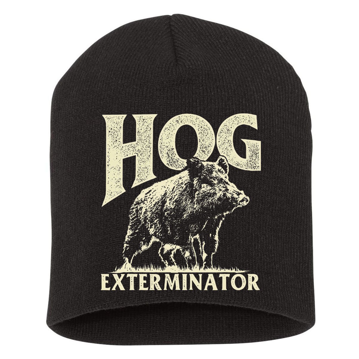 Hog Exterminator Boar Hunting Wild Hog Hunter Short Acrylic Beanie