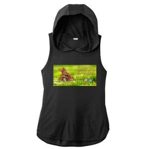 Hugging Easter Bunnies Ladies PosiCharge Tri-Blend Wicking Draft Hoodie Tank