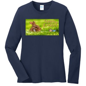 Hugging Easter Bunnies Ladies Long Sleeve Shirt