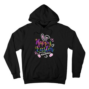 Happy Easter Bunny Rabbit Face Tie Dye Easter Day Wo Girl Hoodie