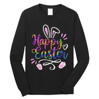 Happy Easter Bunny Rabbit Face Tie Dye Easter Day Wo Girl Long Sleeve Shirt