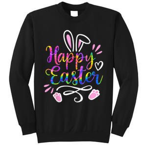 Happy Easter Bunny Rabbit Face Tie Dye Easter Day Wo Girl Sweatshirt