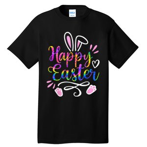 Happy Easter Bunny Rabbit Face Tie Dye Easter Day Wo Girl Tall T-Shirt