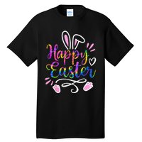 Happy Easter Bunny Rabbit Face Tie Dye Easter Day Wo Girl Tall T-Shirt