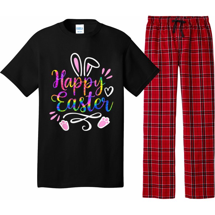 Happy Easter Bunny Rabbit Face Tie Dye Easter Day Wo Girl Pajama Set