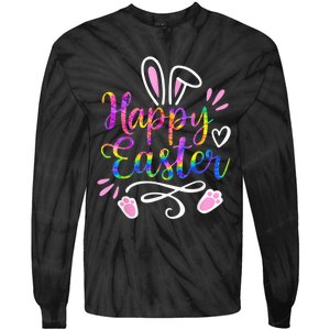 Happy Easter Bunny Rabbit Face Tie Dye Easter Day Wo Girl Tie-Dye Long Sleeve Shirt