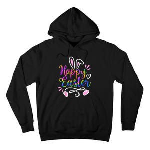 Happy Easter Bunny Rabbit Face Tie Dye Easter Day Wo Girl Tall Hoodie