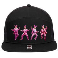 Happy Easter Bunny Spring Hunt Eggs Rabbit Funny Trump Dance 7 Panel Mesh Trucker Snapback Hat