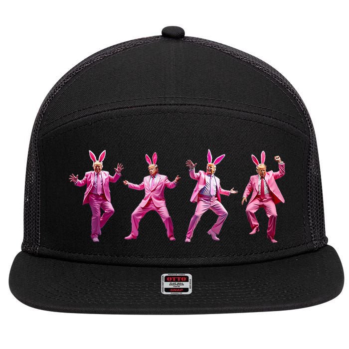 Happy Easter Bunny Spring Hunt Eggs Rabbit Funny Trump Dance 7 Panel Mesh Trucker Snapback Hat