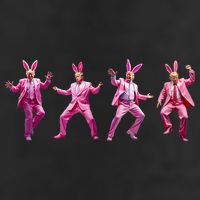 Happy Easter Bunny Spring Hunt Eggs Rabbit Funny Trump Dance 7 Panel Mesh Trucker Snapback Hat