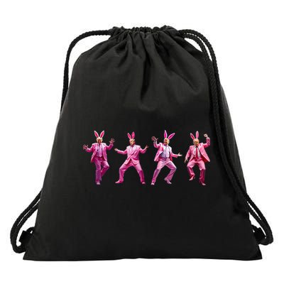 Happy Easter Bunny Spring Hunt Eggs Rabbit Funny Trump Dance Drawstring Bag