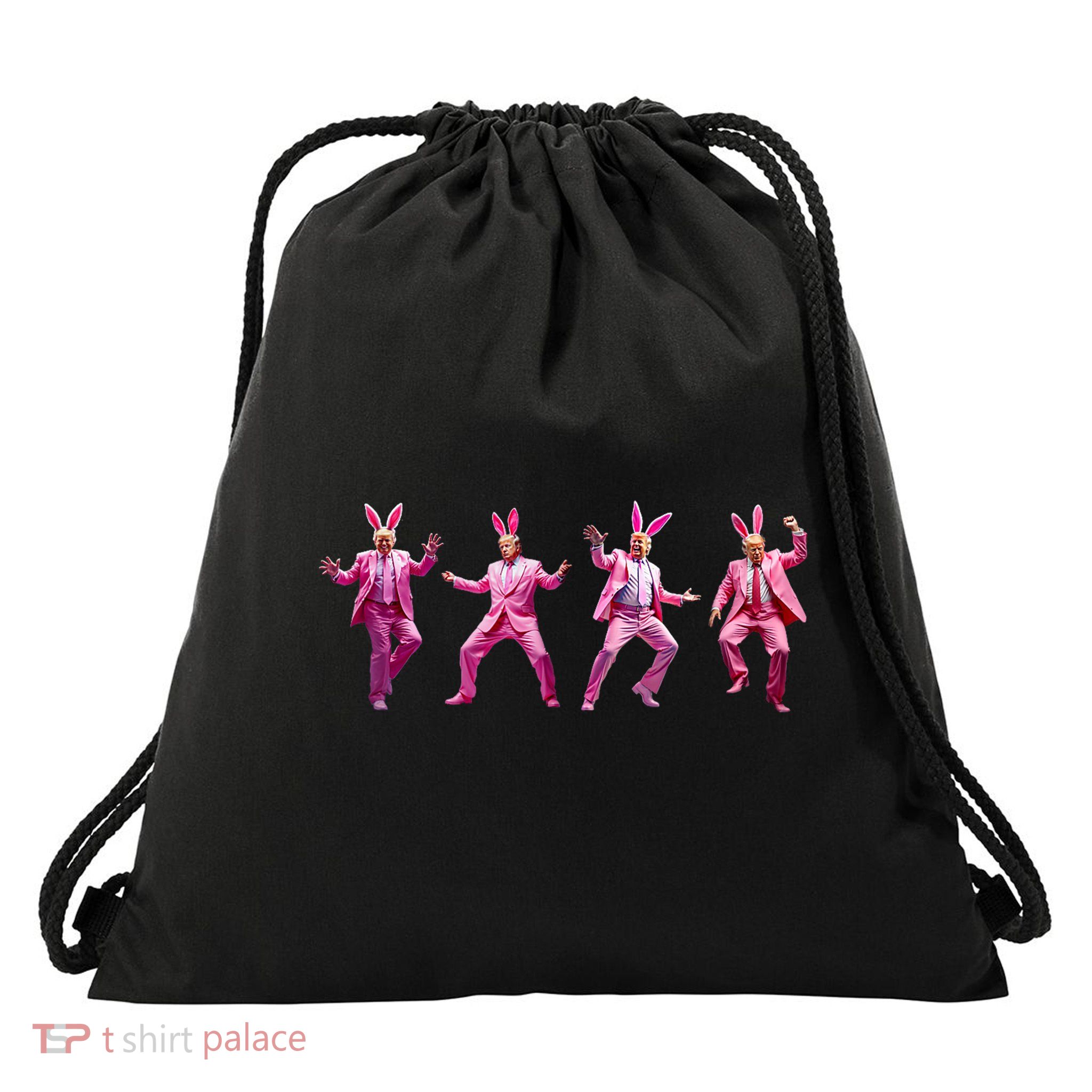 Happy Easter Bunny Spring Hunt Eggs Rabbit Funny Trump Dance Drawstring Bag
