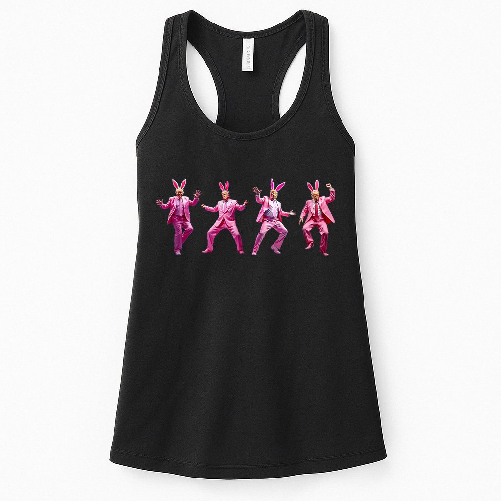Happy Easter Bunny Spring Hunt Eggs Rabbit Funny Trump Dance Womens Tank Top