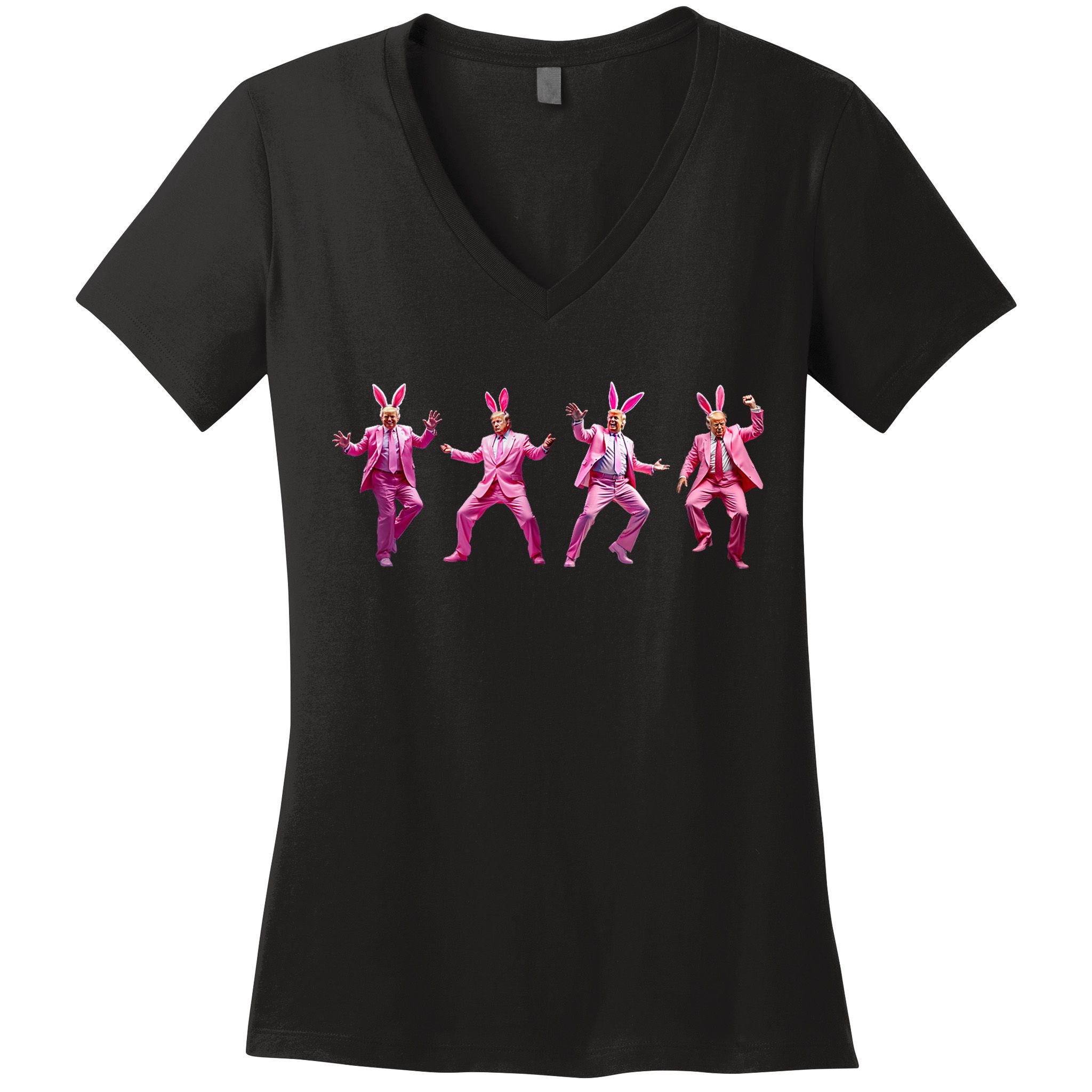 Happy Easter Bunny Spring Hunt Eggs Rabbit Funny Trump Dance Women's V-Neck T-Shirt