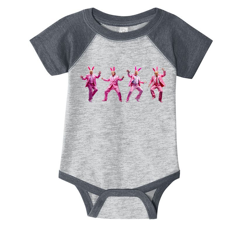 Happy Easter Bunny Spring Hunt Eggs Rabbit Funny Trump Dance Infant Baby Jersey Bodysuit