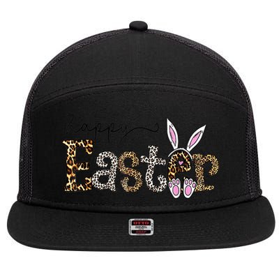 Happy Easter Bunny Rabbit Face Funny Easter Day Women 7 Panel Mesh Trucker Snapback Hat