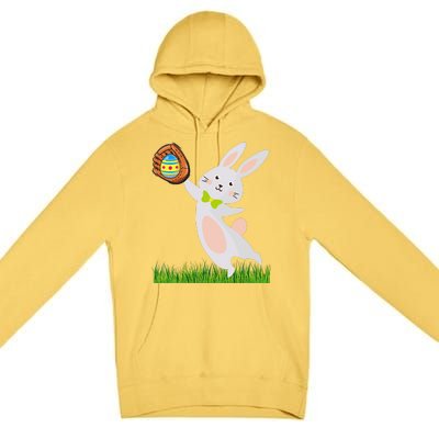 Happy Easter Baseball Bunny Catches Egg Premium Pullover Hoodie