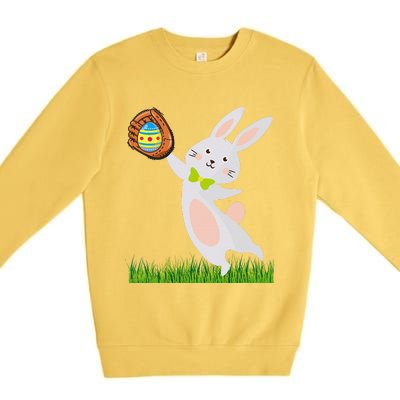 Happy Easter Baseball Bunny Catches Egg Premium Crewneck Sweatshirt