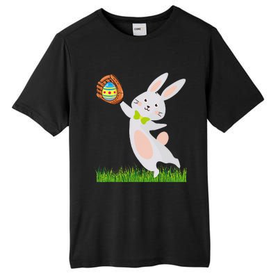 Happy Easter Baseball Bunny Catches Egg Tall Fusion ChromaSoft Performance T-Shirt