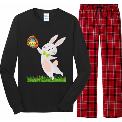 Happy Easter Baseball Bunny Catches Egg Long Sleeve Pajama Set