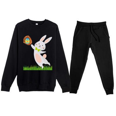 Happy Easter Baseball Bunny Catches Egg Premium Crewneck Sweatsuit Set