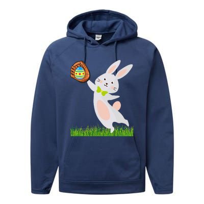 Happy Easter Baseball Bunny Catches Egg Performance Fleece Hoodie