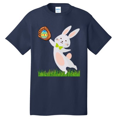 Happy Easter Baseball Bunny Catches Egg Tall T-Shirt