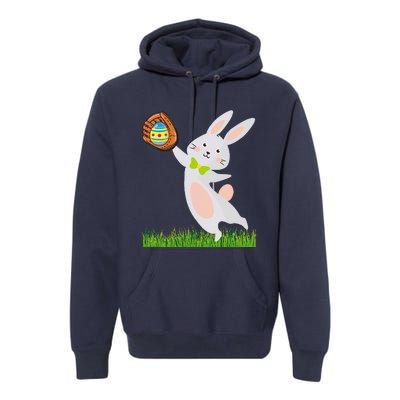 Happy Easter Baseball Bunny Catches Egg Premium Hoodie