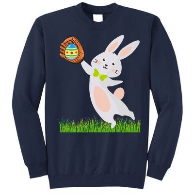 Happy Easter Baseball Bunny Catches Egg Tall Sweatshirt