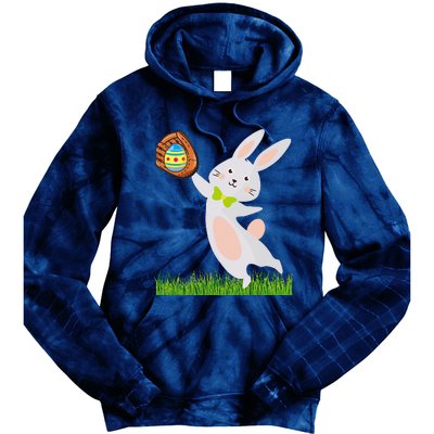 Happy Easter Baseball Bunny Catches Egg Tie Dye Hoodie