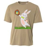 Happy Easter Baseball Bunny Catches Egg Cooling Performance Crew T-Shirt