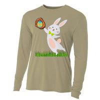 Happy Easter Baseball Bunny Catches Egg Cooling Performance Long Sleeve Crew