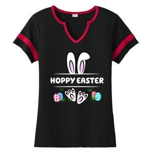 Hoppy Easter Bunny Holiday Cute Ladies Halftime Notch Neck Tee