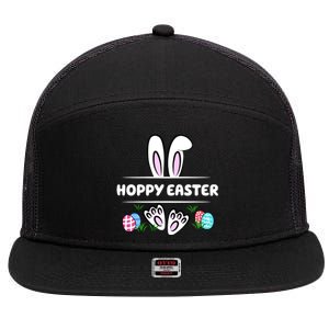 Hoppy Easter Bunny Holiday Cute 7 Panel Mesh Trucker Snapback Hat