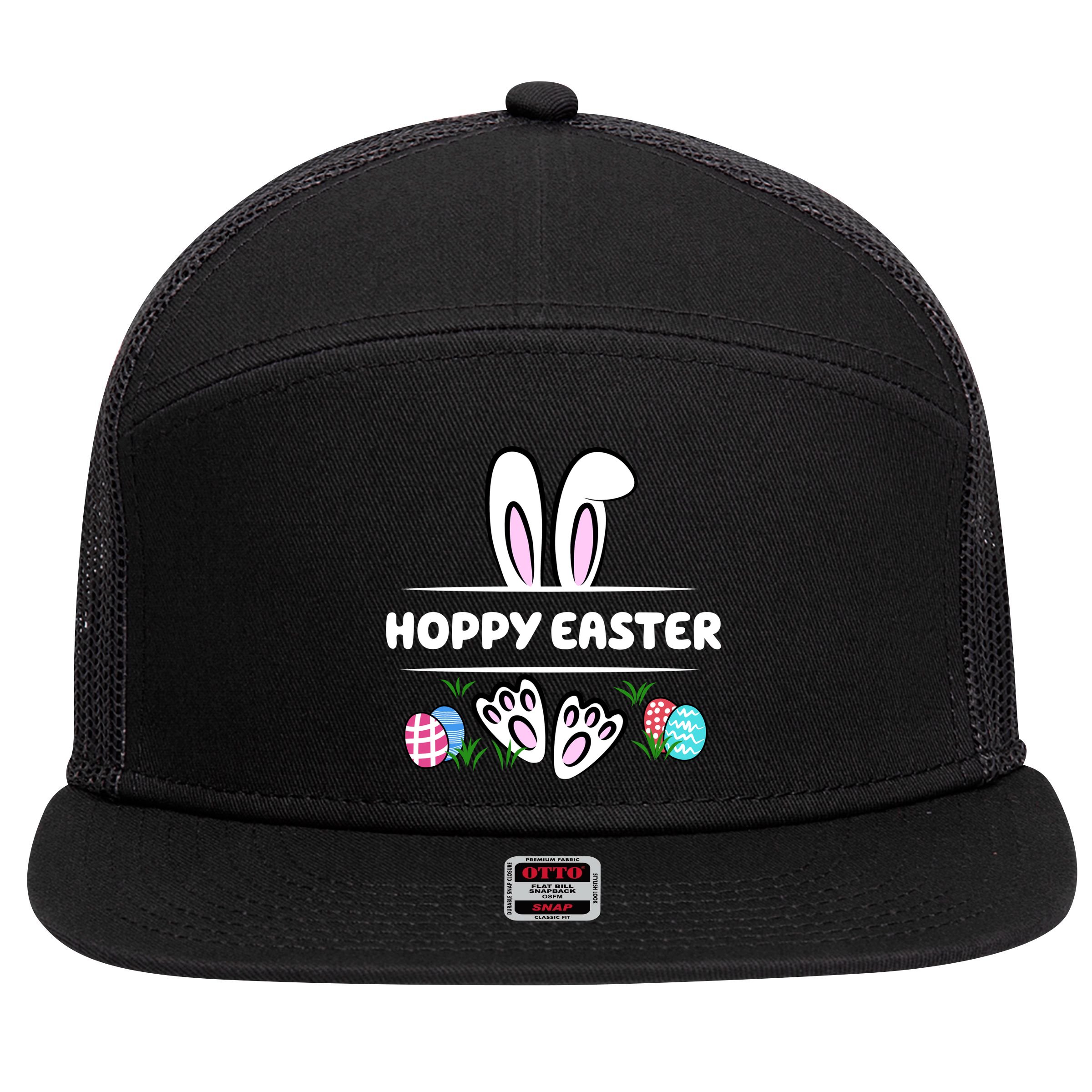 Hoppy Easter Bunny Holiday Cute 7 Panel Mesh Trucker Snapback Hat