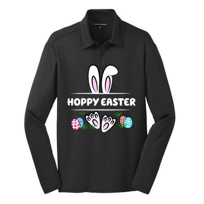 Hoppy Easter Bunny Holiday Cute Silk Touch Performance Long Sleeve Polo