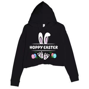 Hoppy Easter Bunny Holiday Cute Crop Fleece Hoodie