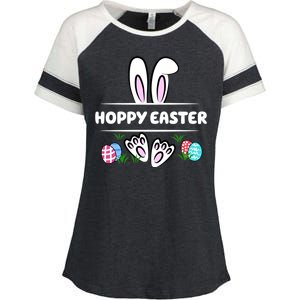 Hoppy Easter Bunny Holiday Cute Enza Ladies Jersey Colorblock Tee