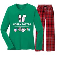 Hoppy Easter Bunny Holiday Cute Women's Long Sleeve Flannel Pajama Set 