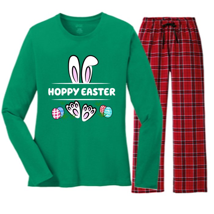 Hoppy Easter Bunny Holiday Cute Women's Long Sleeve Flannel Pajama Set 