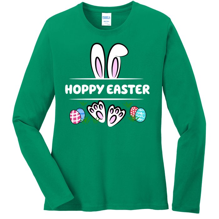 Hoppy Easter Bunny Holiday Cute Ladies Long Sleeve Shirt