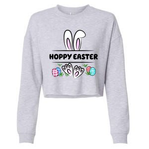 Hoppy Easter Bunny Holiday Cute Cropped Pullover Crew