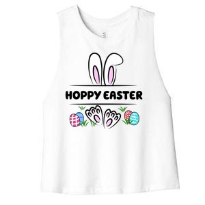 Hoppy Easter Bunny Holiday Cute Women's Racerback Cropped Tank