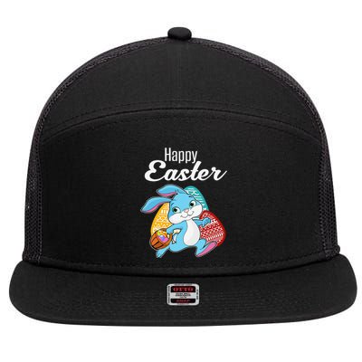 Happy Easter Bunny Women Gift Idea 7 Panel Mesh Trucker Snapback Hat