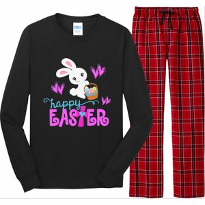 HAPPY EASTER Bunny Egg Hunt Basket Christian Long Sleeve Pajama Set